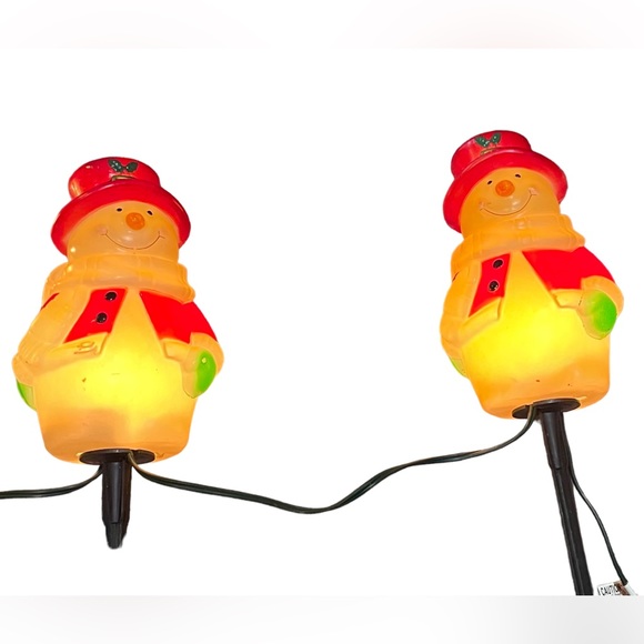 Snowman Blow Mold Pathway Markers Set Of 4 Lighted Christmas Yard - Picture 2 of 9